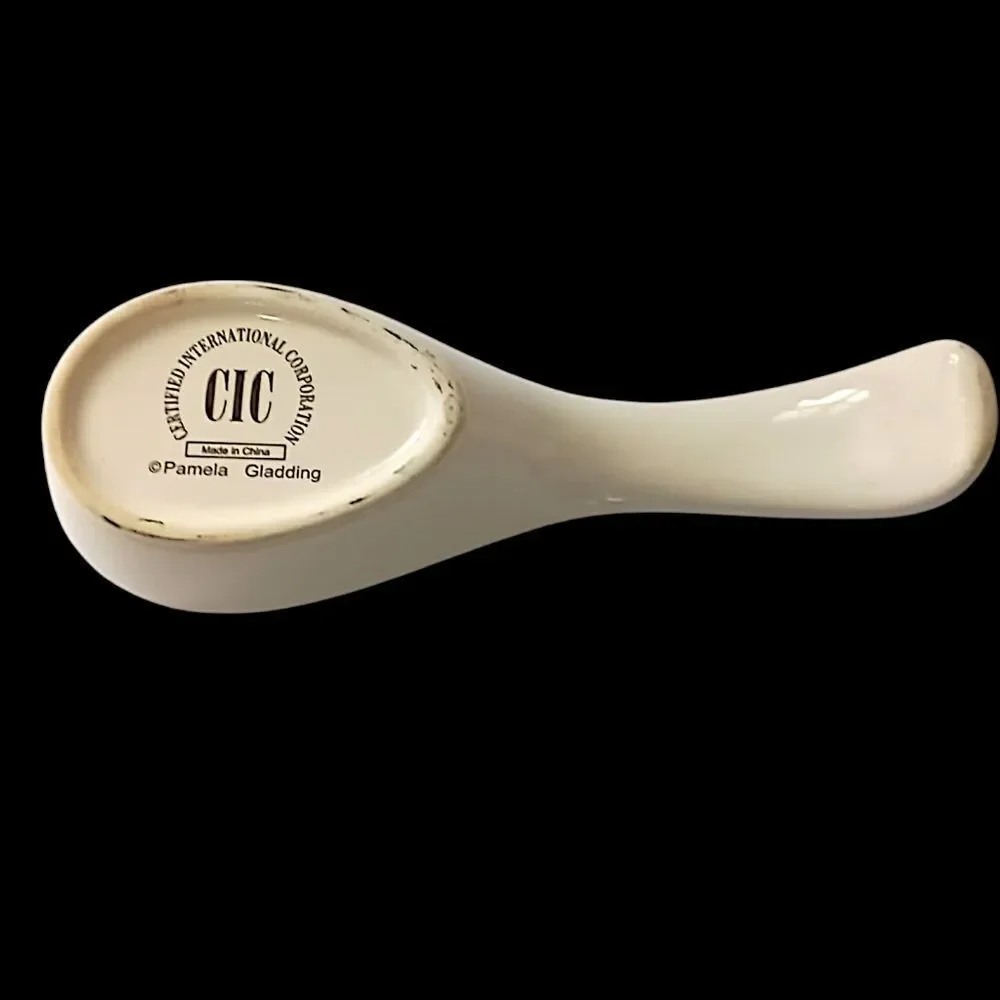 Certified International Windsor Pear Spoon‎ Rest Holder Pam Gladding Ceramic Vtg
